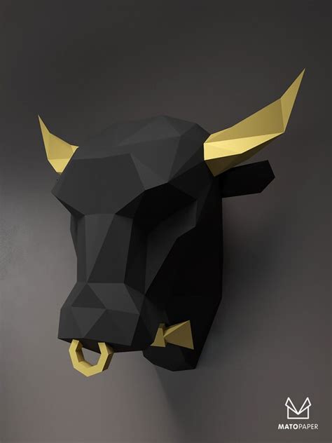 Bull Head Papercraft D Diy Svg Dxf Low Poly Paper Etsy