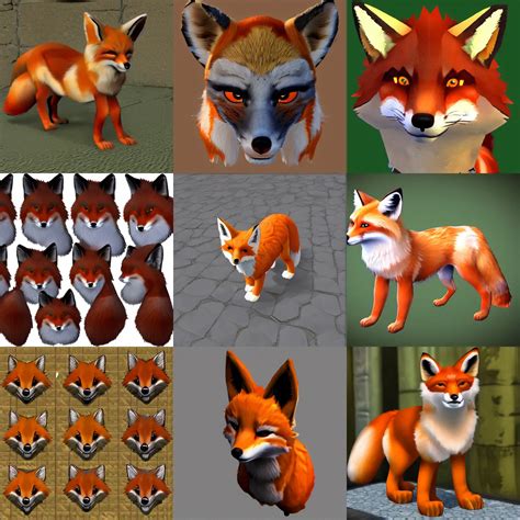 Painted Fox Fur Tileable Texture Video Game Asset Stable Diffusion