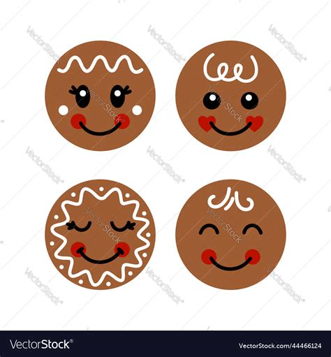 Gingerbread faces Royalty Free Vector Image - VectorStock