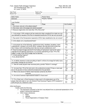 Fillable Online Condo Questionnaire Form Fha Fax Email Print Pdffiller