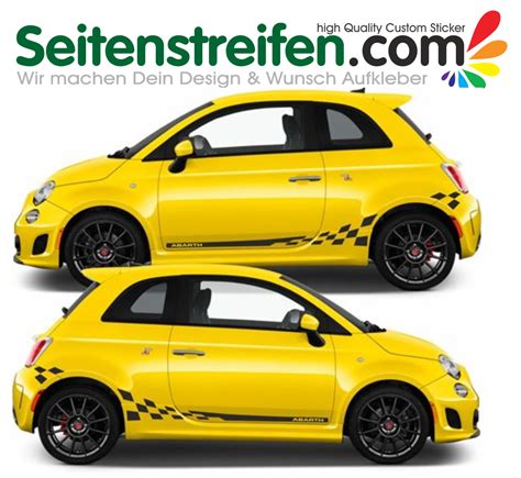 Fiat 500 Abarth Checker Seitenstreifen Dekor Set D2464