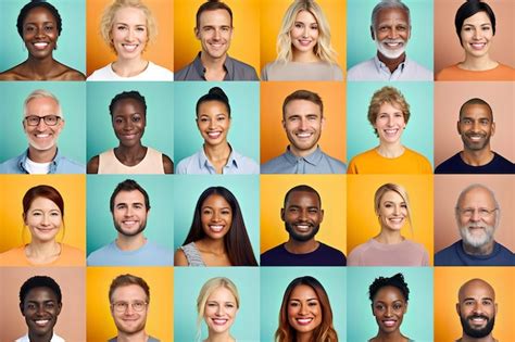 Premium Photo Collage Of Portraits And Faces Of Smiling Multiracial