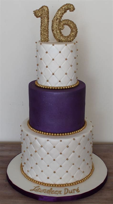 Sweet Sixteen Birthday Cake Elegant Clean Plum Royal Purple And