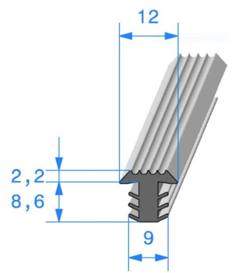 Profil REF 837 Joint En T EPDM Noir 70 Shores A 5