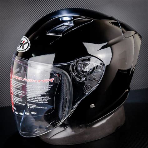 Jual Helm Nhk R Elite Solid Black Glossy Single Visor Shopee Indonesia