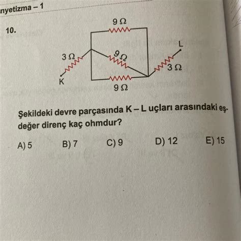 S N F Fizik Elektrik Ve Manyetizma H Zl Ve I Lemli Cevap Olmas N