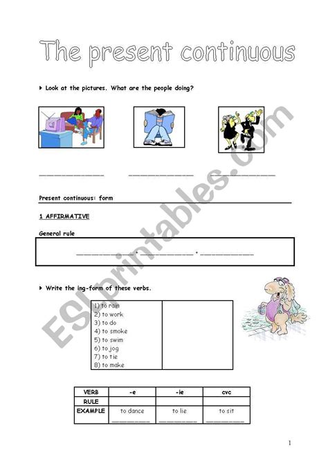 English Worksheets Present Continuous Affirmative