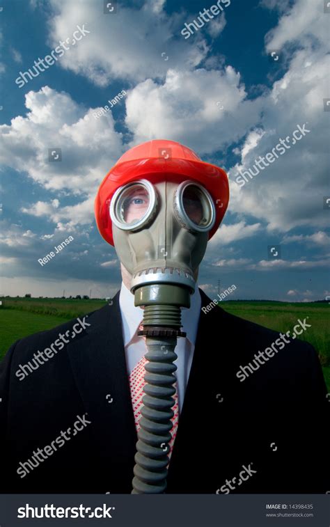 Man Suit Tie Gas Mask Red Stock Photo 14398435 Shutterstock