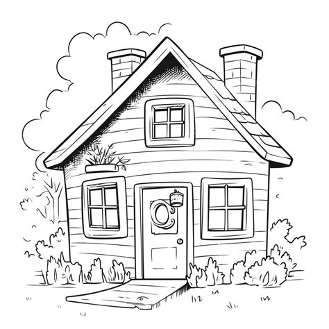 House Coloring Page Free Outline Sketch Drawing Vector House Drawing