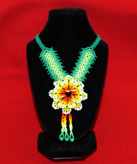 Embera Style Small Sunflower Beaded Indigenous Necklace Indigenearts