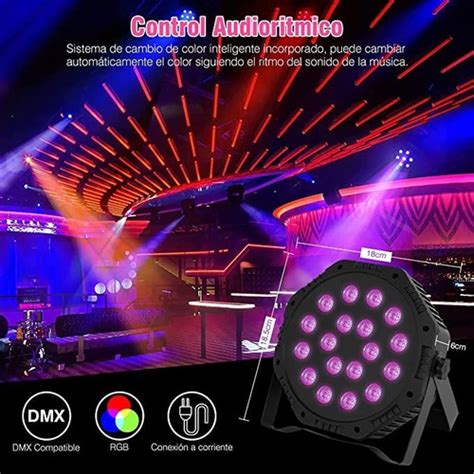 Cañon Par Leds Rgb 18x1 Audioritmico Dmx Automatico IDEENT SHOP