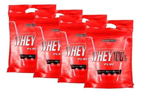 Combo 4x Whey 100 Refil 907g Integral Medica Sabor Chocolate