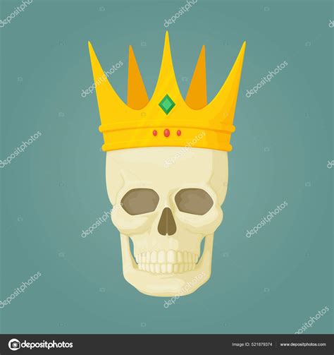 Human Skull Golden Crown Precious Stones Pirate Treasure Reward Danger