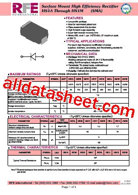 HS1B Marking HS1B Datasheet PDF RFE International