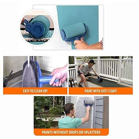 Pc Paint Runner Pro Roller Brush Set Wall Painting Edger Handle Diy