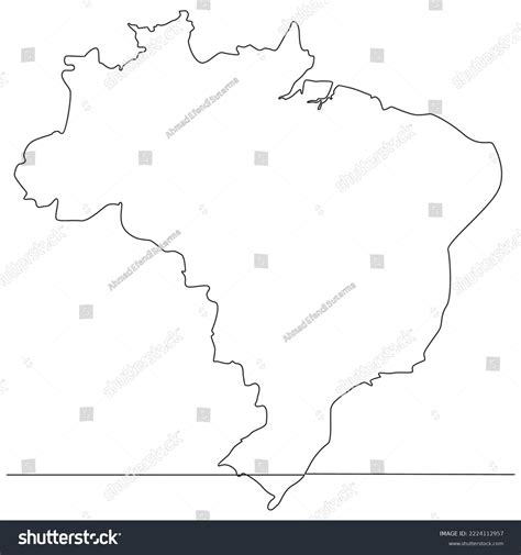 Continuous Line Drawing Map Brazil Vector Stock Vector (Royalty Free ...