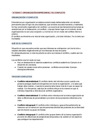 Tema Organizacion Empresarial Y El Conflicto Pdf