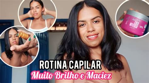 Rotina capilar usando máscara baratinha mega liso intenso YouTube