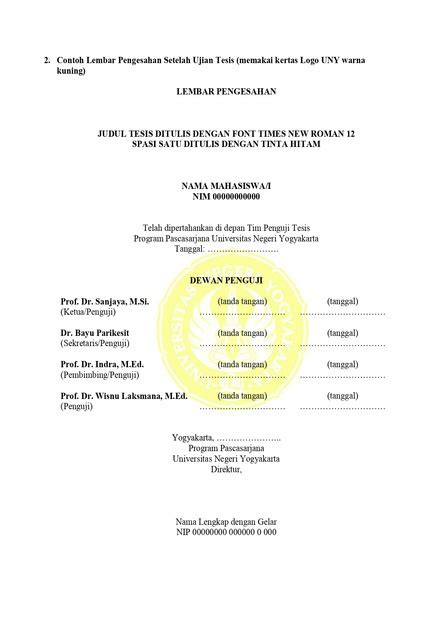 Contoh Lembar Pengesahan Skripsi Pkl Proposal Tesis Dan Lainnya