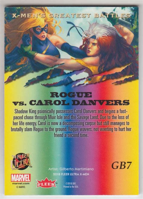 2018 Fleer Ultra X Men Greatest Battles GB7 Rogue Vs Carol Danvers