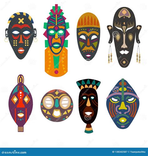 Set Of African Masks. Vector Illustration | CartoonDealer.com #74077506