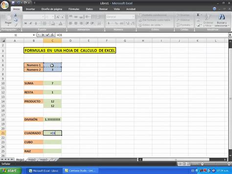 Formulas En Una Hoja De Calculo Youtube