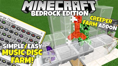 Minecraft Bedrock Easy Music Disc Farm Creeper Farm Addon Tutorial Mcpe Xbox Pc Ps4 Youtube