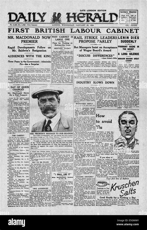 1924 Daily Herald la page déclaration gouvernement britannique