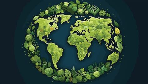 Premium Vector Ecology Concept With World Map And Green Plants Vector