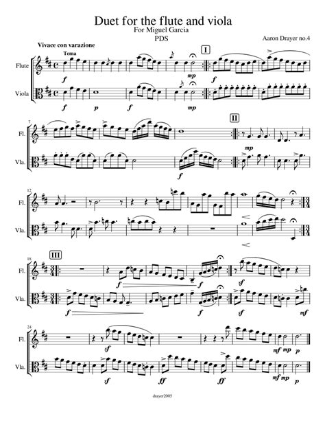 Duet For The Flute And Viola Sheet Music For Flute Viola Mixed Duet