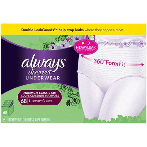 Always Incontinence Underwear For Women Maximum Classic Cut Large 68