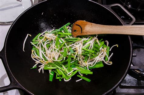 Chinese Chive Pork And Bean Sprout Stirfry Filling For Spring