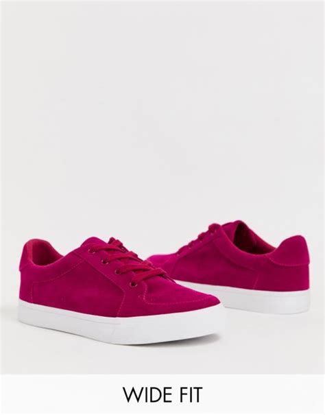 Asos Design Wide Fit Value Sneakers In Raspberry Pink Asos