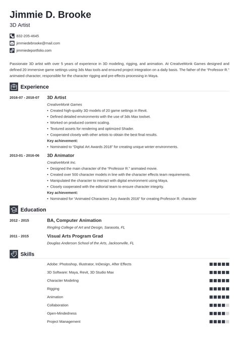 3D Artist Resume Sample Writing Guide 20 Tips