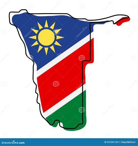 Stylized Outline Map Of Namibia With National Flag Icon Flag Color Map