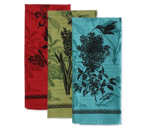 Design Imports Botanical Flowers Kitchen Towels Set Of Qvc