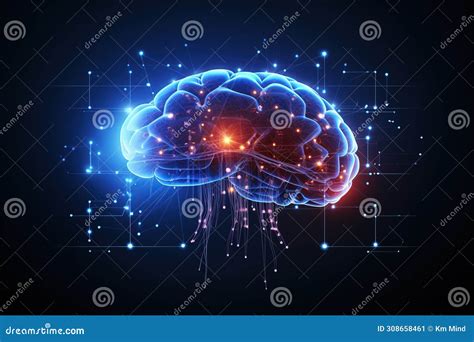 Conceptual Neural Network With Illuminated Brain Generative Ai Stock