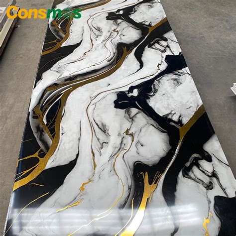 Mm High Glossy Uv Coating Pvc Marble Sheet For Indoor