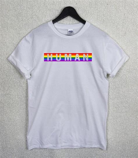 Gay Pride T Shirt Human Gay Rainbow Flag LGBT T Shirt Tee
