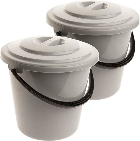 Lot De 2 Seaux De Nettoyage Avec Couvercle En Plastique De 10 L