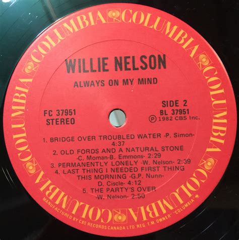 Willie Nelson Always On My Mind 1982 Vinyl Pursuit Inc