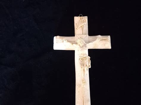 White Plaster Crucifix For Hanging Vintage White Wall Crucifix Plaster