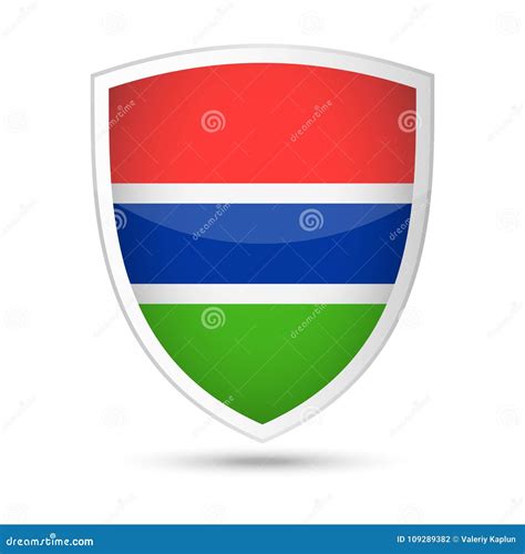 Icono Del Escudo Del Vector De La Bandera De Gambia Stock De