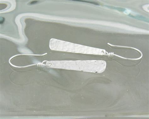 Silver Dangle Earrings Sterling Silver Earwires Hammered Etsy