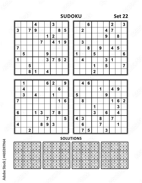 Vecteur Stock Four Sudoku Puzzles Of Comfortable Easy Yet Not Very