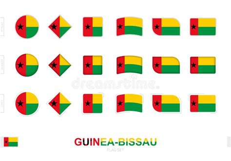 Guinea Bissau Flag Set Simple Flags Of Guinea Bissau With Three