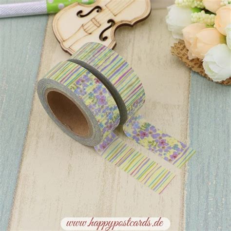 WASHI TAPE Blumen Und Streifen Washi Tape Masking Tape Happy