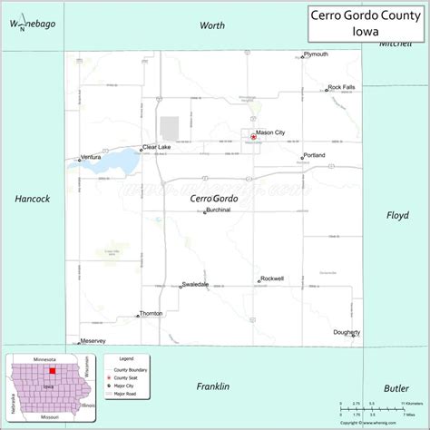 Map Of Cerro Gordo County Iowa Where Is Located Cities Population