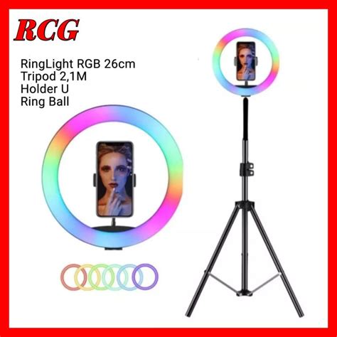 Jual Ring Light RGB Rainbow 26cm Light Stand Tripod 2 1M Ringlight 26cm