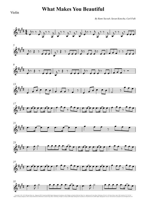 What Makes You Beautiful Arr Wesley S Silva By One Direction Sheet Music For Violin Solo At